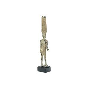 Vintage Egyptian Amun Figure Statue – Patinated Cast Metal on Wood Base